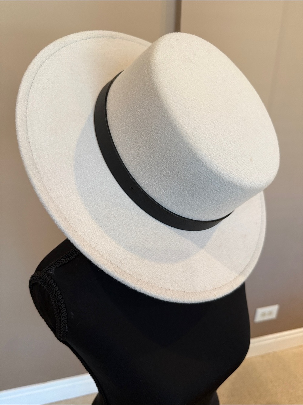 Melrose and Market White Felt Boater with Black Band